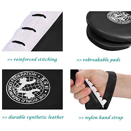 2 Pack Taekwondo Kick Pads, Durable Kicking Target Pads for TKD Karate Martial Arts Strike Kickboxing Training Muay Thai MMA Fight Gear - color: BLACK [1 Pair]