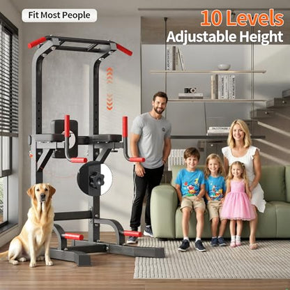 SogesHome Multifuntional Power Tower Pull Up Bar Dip Station for Home Gym - color: Black