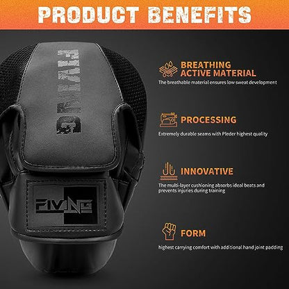 Boxing Pads Punching Mitts for Muay Thai,Punching,Sparring,Training - color: Black/Black