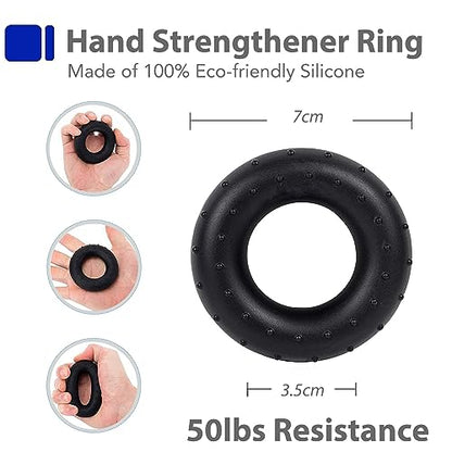 Grip Strength Trainer Kit with Finger Exerciser, Hand Grip Strengthener, Hand Extension Exerciser, Stress Relief Ball, Grip Ring, Gyro Ball for Muscle Building and Injury Recover - color: Blue&Black