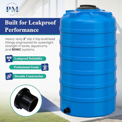 2 Inch Bulkhead Fitting 12 Pack, Heavy Duty Slip x Slip Tank Adapter, Durable Water Tank Connector for Aquariums, Rain Barrels, Hydroponics, Reservoirs, Ponds & Irrigation Systems - size: Pack of 12