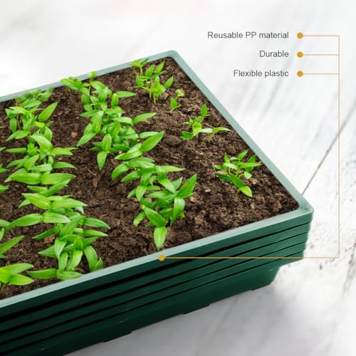 RooTrimmer 1020 Nursery Pots Trays 5 Pack, Plastic Flat Seed Starter Trays, Durable Seedling Potting Tray for Carrying and Holding Planting Pot (Green)