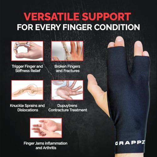 Finger Support Athletic Compression Gloves, Splint Alternative, Unisex XL - size: X-Large, style: Original Glove