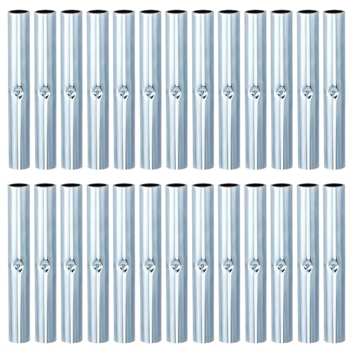 BENECREAT 60pcs Camping Tent Pole Connector, Metal Connectors for Garden Hoops, Joint Tent Pole Repair Sleeve for Outdoor Camping Canopy Fiberglass Pole(0.33inch) - size: Dia: 0.33inch
