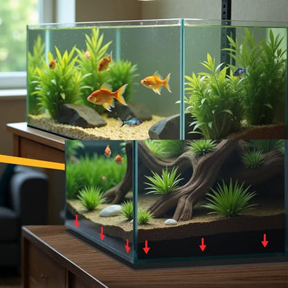 30 x 12 Inch Aquarium Fish Self Leveling Mat 5mm Neoprene Non-Slip Shockproof Fish Tank Pad for Under Tank with Adhesive Shockproof Waterproof with Easy to Cut Edges
