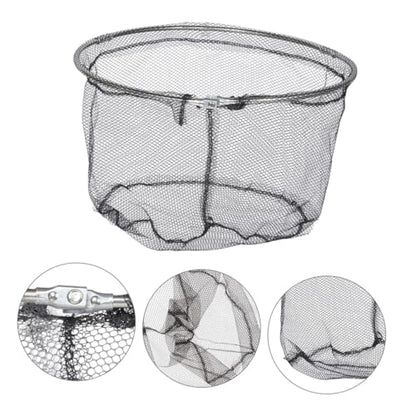 WOONEKY 4pcs Foldable Fishing Landing Net Head Replacement, 40cm Stainless Steel Deep Round Net Frame with Soft Mesh, Saltwater and Freshwater Fishing Gear Accessory for Anglers