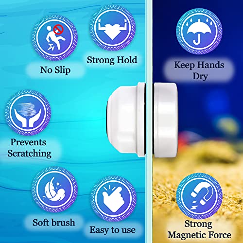 Betta Tank Cleaner Magnet, Nano & Small Fish Tank Stain Scrubber, Magnetic Floating Glass Aquarium Cleaner, Fresh and Marine Water Cleaning Magnet, Aquarium Supplies, 1.5", White Plastic