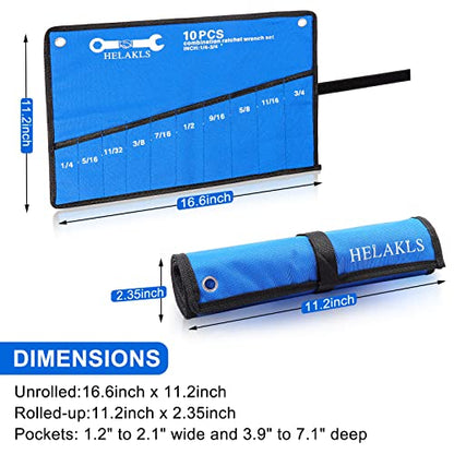 10 Pockets SAE Wrench Tool Roll Up Pouch Utility Heavy Duty Canvas Tool Organizers Bag Blue - style: 10 Pockets SAE