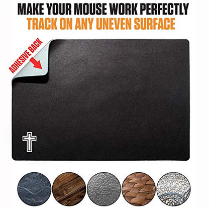 Mouse Pad Adhesive Bottom - Sticks to Any Surface - Portable - Webcam Covers and Screen Cleaner Included (Cross-Black) - color: CROSS - BLACK