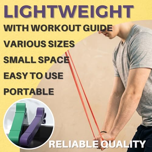 LEZER Resistance Bands - Pull Up Bands for Home Gym Fitness, Stretching, Physical Therapy & Training - Includes Instruction - color: 04 - Purple