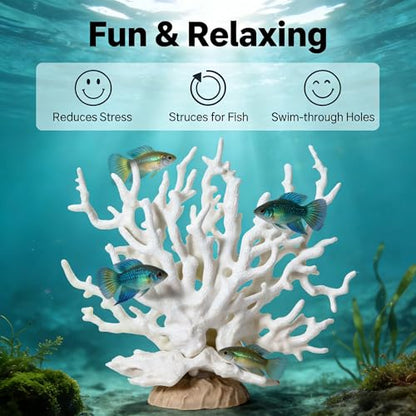 Mini Faux Coral Ornament, Premium Plastic Aquarium Fish Tank Decoration, Lifelike & Durable