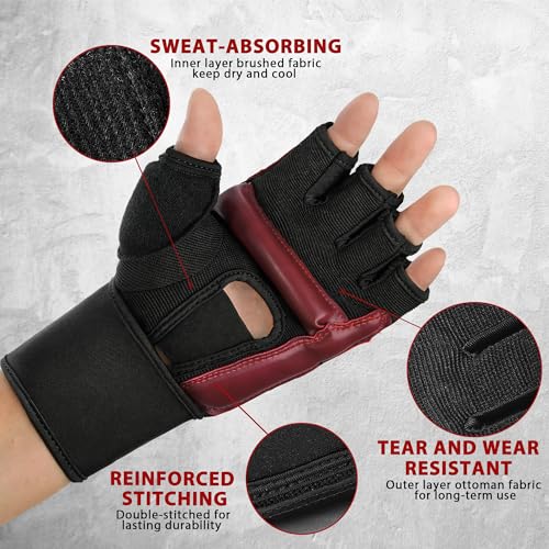 Xinluying MMA Boxing Gloves, 28CM Wide Wristband, PU, for Men, Women & Kids - color: Red, size: X-Small
