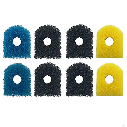 Aquarium Replacement Filter Sponge, Fish Tank Filter Replacement Parts, 8 Sponge Blocks(2 x Coarse Sponge, 2 x fine Sponge, 4 x Carbonized Sponge)