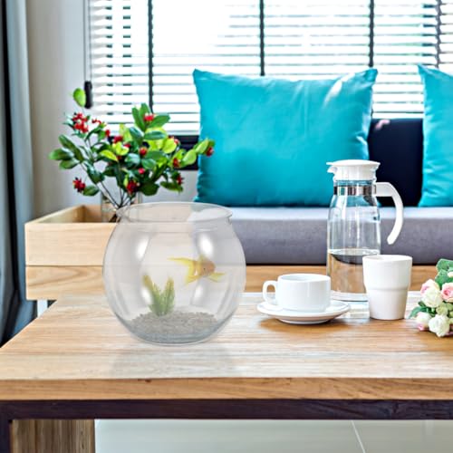 balacoo Transparent Plastic Fish Bowl Round Aquarium Tank for Goldfish Turtles Small Reptiles Home Office Decor Easy to Clean Durable