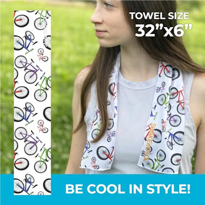 SHAKEitCOOL Original Cooling Towel – Be Cool in Style - Heat Relief, Soft, Lightweight, Sun Protection, Easy Clean - Perfect for Biking, Running, Yoga, Gym, Gardening - Kid Bike - color: Kid Bike
