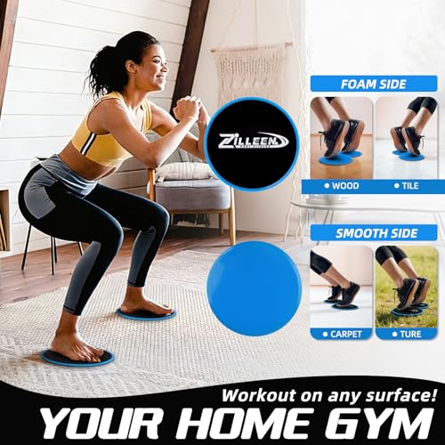 ZILLEEN Exercise Sliders for Working Out Pilates Fitness Discs 2pcs - color: Blue