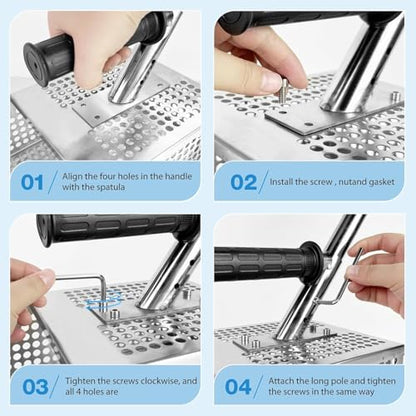 Sand Flea Rake - 51" Long Handle Sand Scoop - Detection Tool with Anti Slip Handle Heavy Duty Stainless Steel Metal Detecting Sand Scoop with Long Handle Ideal for Underwater Treasure Hunting