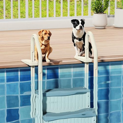 VINGLI Pool Ladder for Above Ground Pools 3-Step, Safety Stair - Beige&Gray - color: Beige & Gray, size: 3 Steps