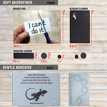 Mouse Pad Adhesive Bottom - Sticks to Any Surface - Portable - Webcam Covers and Screen Cleaner Included (CAN DO IT) - color: CAN DO IT