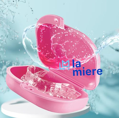 LA MIERE RetainerCase Slim Cute Retainer Holder Dental Thin Container Braces Case Denture Night Mouth Guard Aligner Case, Pink - color: Pink