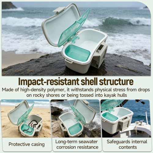Waist Bait Container – Portable Live Bait Storage Box with Belt Clip, Divided Flip-Top Design for Worms & Shrimp, Ideal for Kayaking, Wading, and Fishing Trips