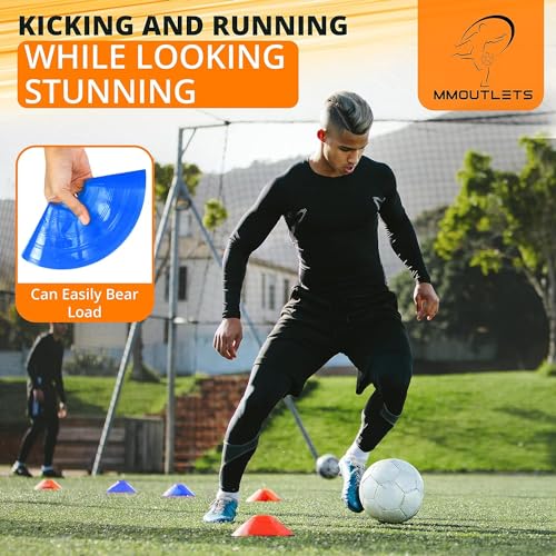 Soccer Training Cones Set, 75/50/25 Pack with Strap Holder & Carry Bag - color: Neon