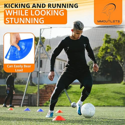 Soccer Training Cones Set, 75/50/25 Pack with Strap Holder & Carry Bag - color: Neon