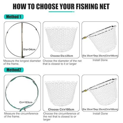 Fishing Landing Net Trout Net Replacement Netting with Rubber Mesh for Fish Fly and Fishing Landing