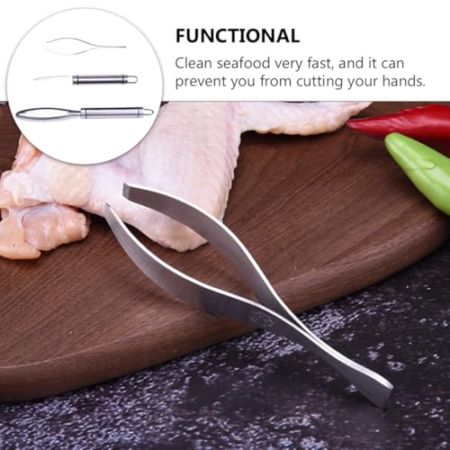 MAGICLULU Fish Scale Scraper and Fishbone Tweezer Set, Stainless Steel Seafood Tools Shrimp Deveiner, Precision Kitchen Gadget for Fish Cleaning and Scale Removal, 3pcs White Box Kit