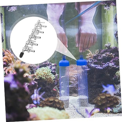 Stainless Steel Distributor with Flow Control Lever Way Splitter Tap for Aquarium Air Pump Easy Operation Compatible with Tubing Silver Finish