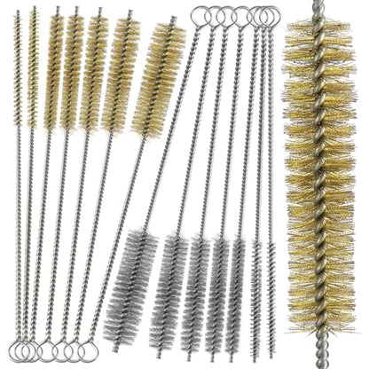 14pcs Brass Wire Brush Stainless Steel Wire Brushes Bottle Brush Set, 12" Round Wire Brushes, Tube Cleaning Brush for Pipe, Tube, Auto Parts, Bottles (6mm/8mm/10mm/12mm/15mm/20mm/22mm)