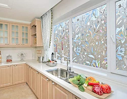 Frosted Glass Window Film 23.6" by 78.5" Glass Film Decorative Window Films Window Cling Film Static Cling No Glue Heat Control for Home Office