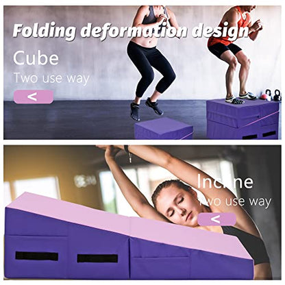BestMassage Gymnastics Mat Incline Mat Tumbling Mat Folding Gymnastic Tumbling Mat Indoor/Outdoor Exercise Mat Home Gym Yoga Mat with Handle - color: Pink