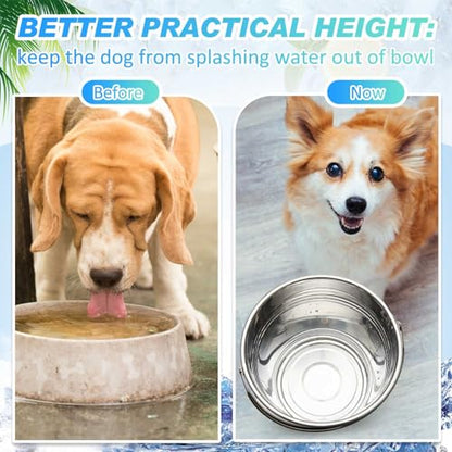 Hicarer 6 Pcs 2.1 Quart Stainless Steel Dog Water Bucket, Heavy Duty Stainless Steel Easy Clean Bucket Water Pails for Dogs Pets, for Kennels Farms Fences Cages Home - size: 2.1 Quart