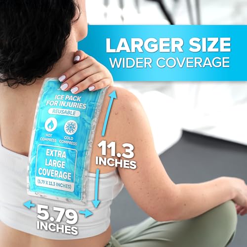 Ice Packs for Injuries Reusable (Pack of 2, XL) - Gel Ice Packs Reusable - Soft Ice Pack for Injuries with Wrap - Flexible Therapy, for Knee, Back, Neck, Wrist, & Ankle