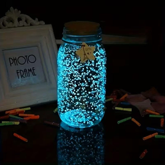 1000pcs/bag Garden Landscaping Aquarium Scenery Decoration, 25g Vases Decorative Night-Light Plastic Resin Fluorescent Particles, Blue - color: Blue Fluorescent Particles