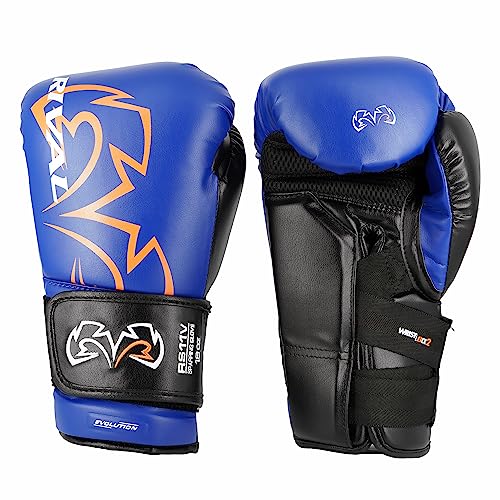 RIVAL Boxing RS11V Evolution Sparring Gloves, Extra-Thick 2” Padding, V-Strap Wrist Lock 2 System, Large Hand Compartment, and 15 Degree Angle Cuff - color: Blue, size: 14 oz.