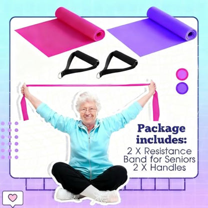 2 Pcs Resistance Band with Handles for Seniors - color: Rose Red,Purple