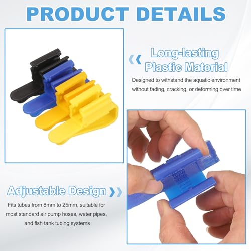 Fish for Tank Mounting Clip, Adjustable Hose Clamp Mounting Clip Water Pipe Hose Holder for 0.3"-1" Dia Tube, (Blue/Orange), Intended for Aquarium Air Pump/Pipe Organizer