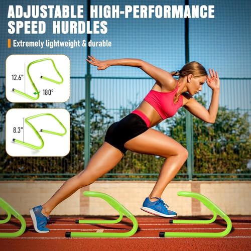 Agility Ladder & Soccer Goal Training Set, 20ft Speed Ladder with Cones, Hurdles, Jump Rope & Parachute, Plus 2 Pack Pop Up Kids Soccer Goals with Ball & Cones for Backyard Sports Practice