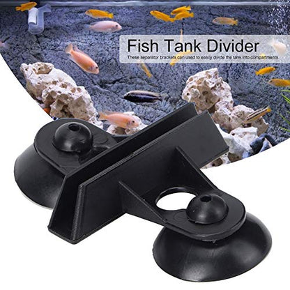 Divider Suction Cup Clips, PVC Aquarium Fish Tank Suction Cup Separating Board, Suction Cup Holder for Breeding Different Fish Species (Black) - color: Black