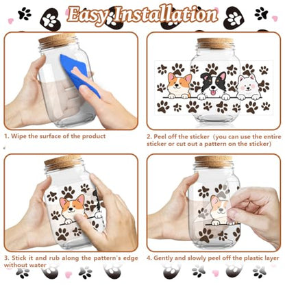 UV DTF Cup Wraps Transfer Stickers Dogs Pattern, 10 Sheets Waterproof Custom Vinyl Transfer Sticker 16oz Coffee Glass Cup Tumbler Bottle Mug Decals for Men Women - style: Dogs