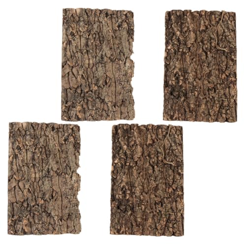 Lurrose 4pcs Natural Bark Terrarium Background for Reptile Tank Aquarium Decor Lightweight Bark Panel for Lizard Turtle Frog Habitat Versatile Scenic Board for Terrarium and Photo Props