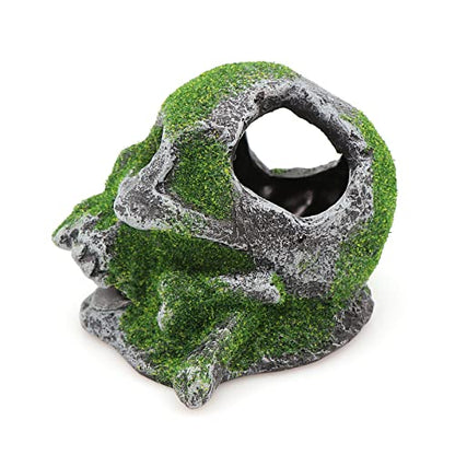 AQUA KT Aquarium Landscape Head Skeleton Skull Rock Fish Hiding Place Cichlid Cave for Gold Betta Fish Tank Decoration Freshwater or Marine Aquariums