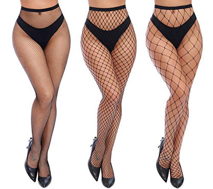 Womens High Waist Tights Fishnet Stockings Thigh High Pantyhose - color: Black-g6
