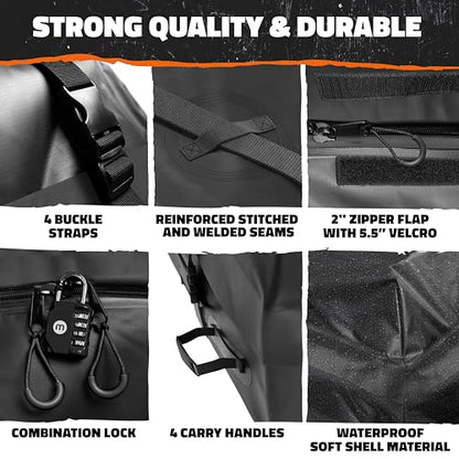 Mockins 64"x39"x6" Extendable Heavy Duty Roof Rack Basket & 16 Cu Ft Waterproof Cargo Bag for Top of Car | 250 Lbs Capacity Steel Rooftop Cargo Carrier for Top of Vehicle with Roof Basket Accessories - size: Basket+Bag: 64"x39"x6"