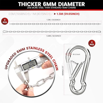 sprookber 67" Hanging Swing Chain,1000 lb Capacity,6 mm 304 Stainless Steel - color: Silver, size: 2 PACK 67inch