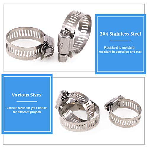 Glarks 20Pcs 304 Stainless Steel Adjustable 18-32MM Range Worm Gear Hose Clamps Assortment Kit, Fuel Line Clamp for Water Pipe, Plumbing, Automotive and Mechanical Application (18-32MM)