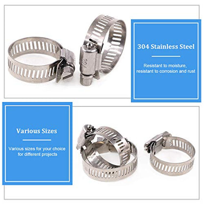 Glarks 20Pcs 304 Stainless Steel Adjustable 18-32MM Range Worm Gear Hose Clamps Assortment Kit, Fuel Line Clamp for Water Pipe, Plumbing, Automotive and Mechanical Application (18-32MM)