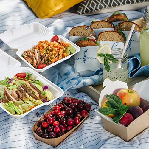 50 Pack Clamshell Take Out Food Containers, 100% Compostable Disposable To Go Containers, 8X8 inch Heavy-Duty To Go Boxes for Food - color: 8*8 in, 1-Compartment,50Pack